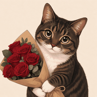 meme cat with roses